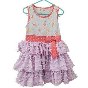 Matilda Jane Purple Ruffle Cake Print  Girls' Dress (4T)